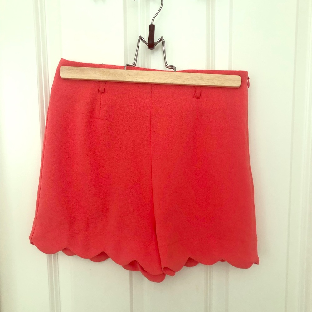 High Waist Scalloped Edge Shorts